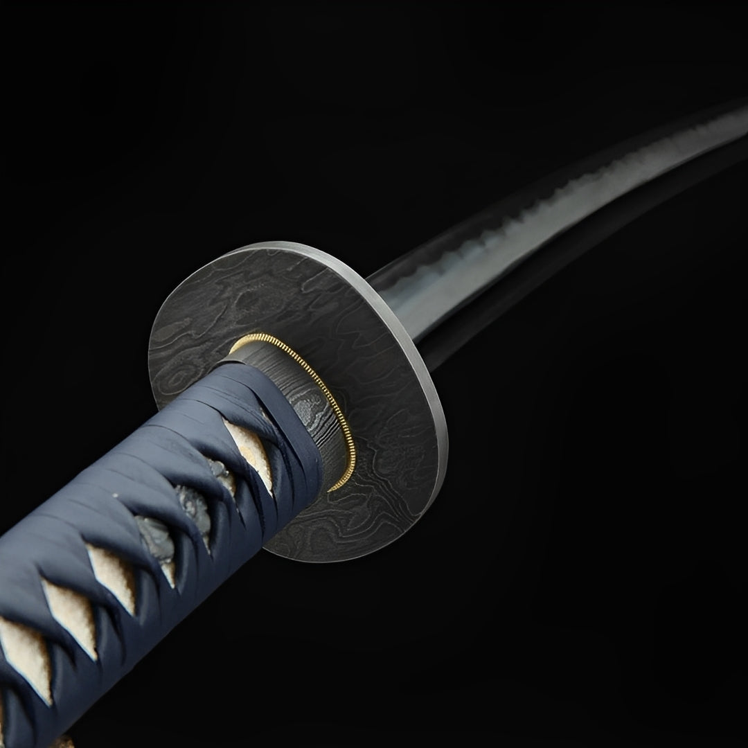 Katana Atsu (Acciaio Damasco & Hamon Autentico) - dettaglio
