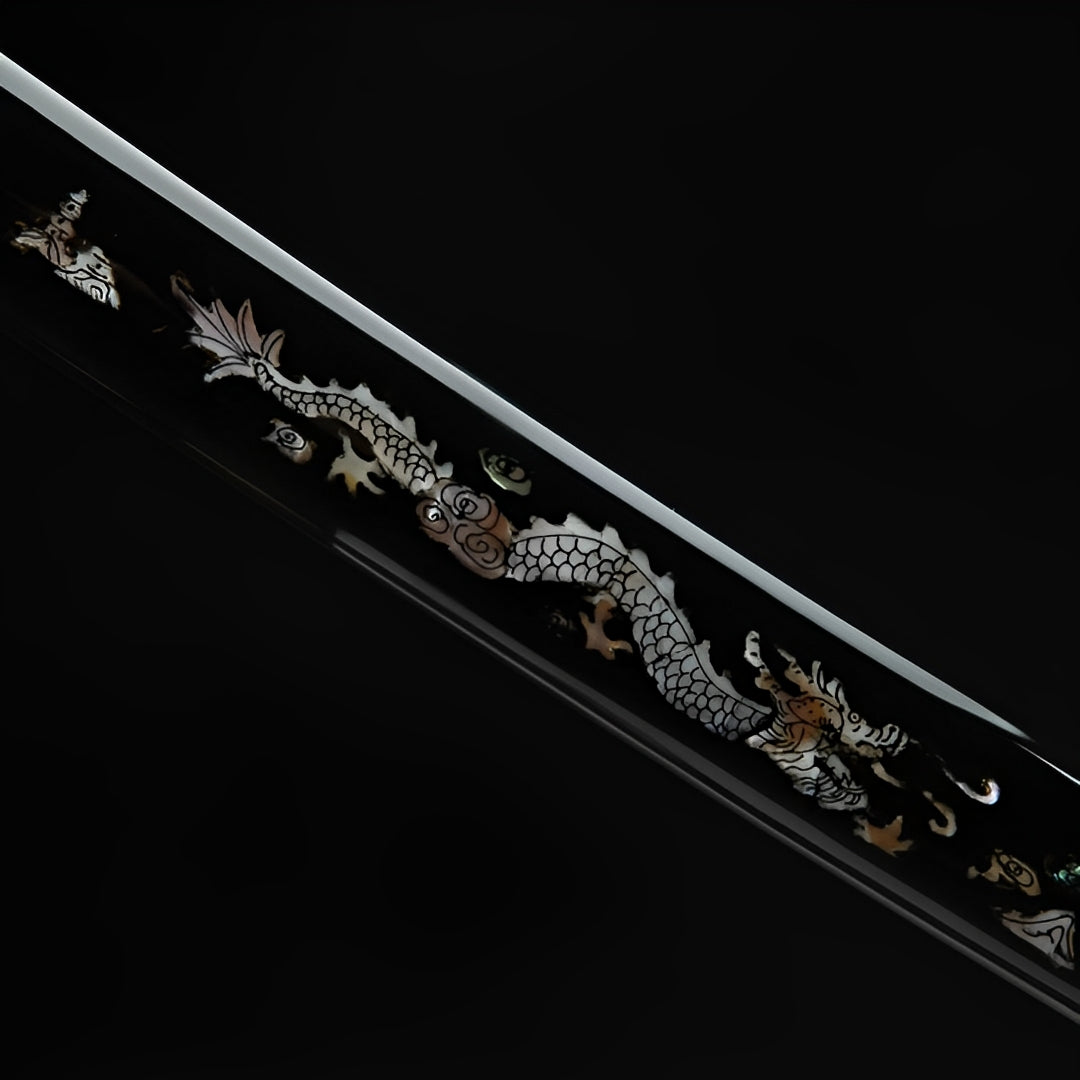 Katana Atsu (Acciaio Damasco & Hamon Autentico) - set completo in esposizione