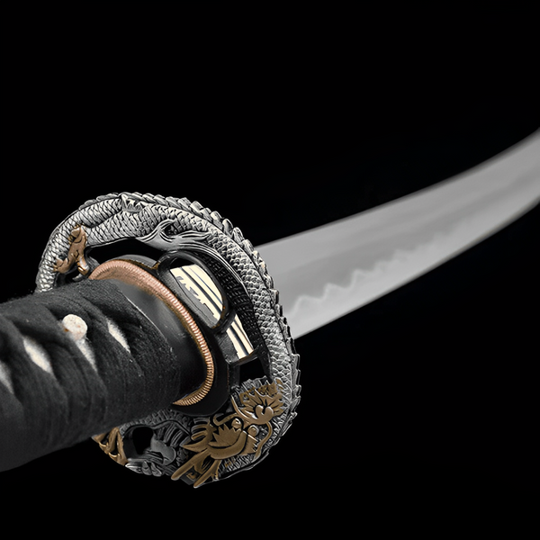 Katana Ryūjin (Acciaio T10 Damasco & Hamon Autentico) - dettaglio della lama