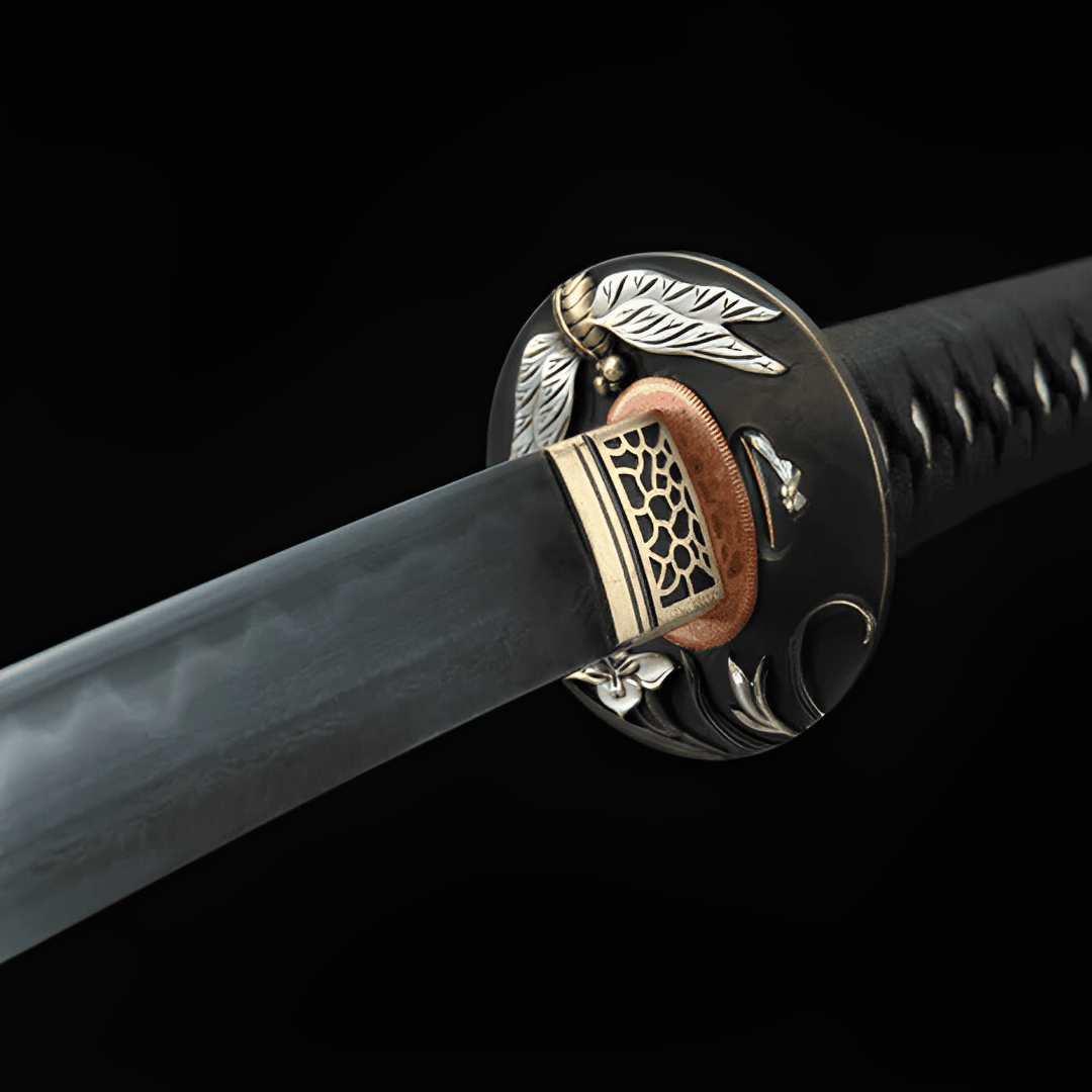 Katana Tombo (Acciaio Damasco & Hamon Autentico) - set completo in esposizione