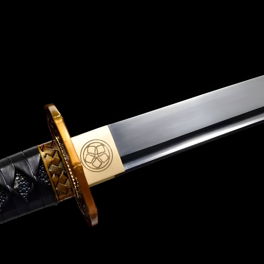 Wakizashi Kurohana (Acciaio al Carbonio) - tsuba e finiture