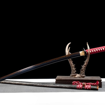 Katana Akagane (Acciaio T10, Hamon Autentico & Pelle di Razza) - dettaglio