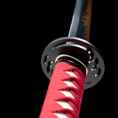 Katana Akagane (Acciaio T10, Hamon Autentico & Pelle di Razza) - dettaglio della lama