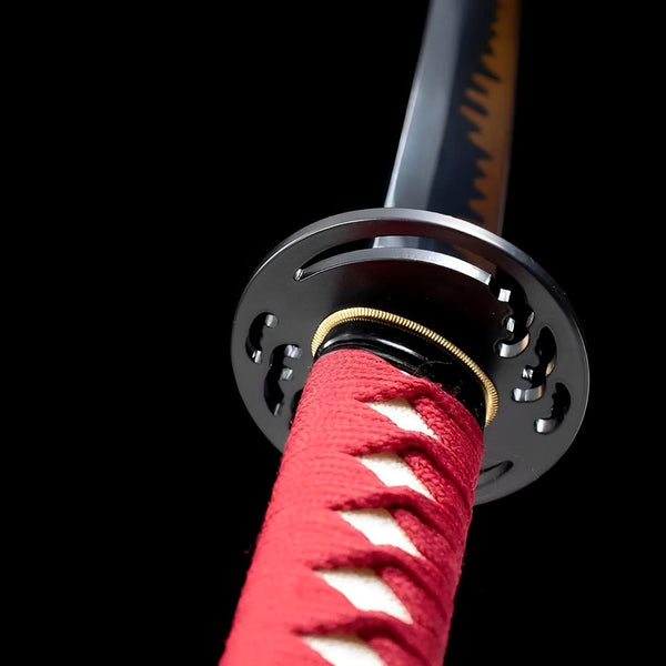 Katana Akagane (Acciaio T10, Hamon Autentico & Pelle di Razza) - dettaglio della lama
