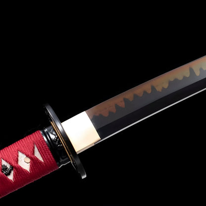 Katana Akagane (Acciaio T10, Hamon Autentico & Pelle di Razza) - dettaglio