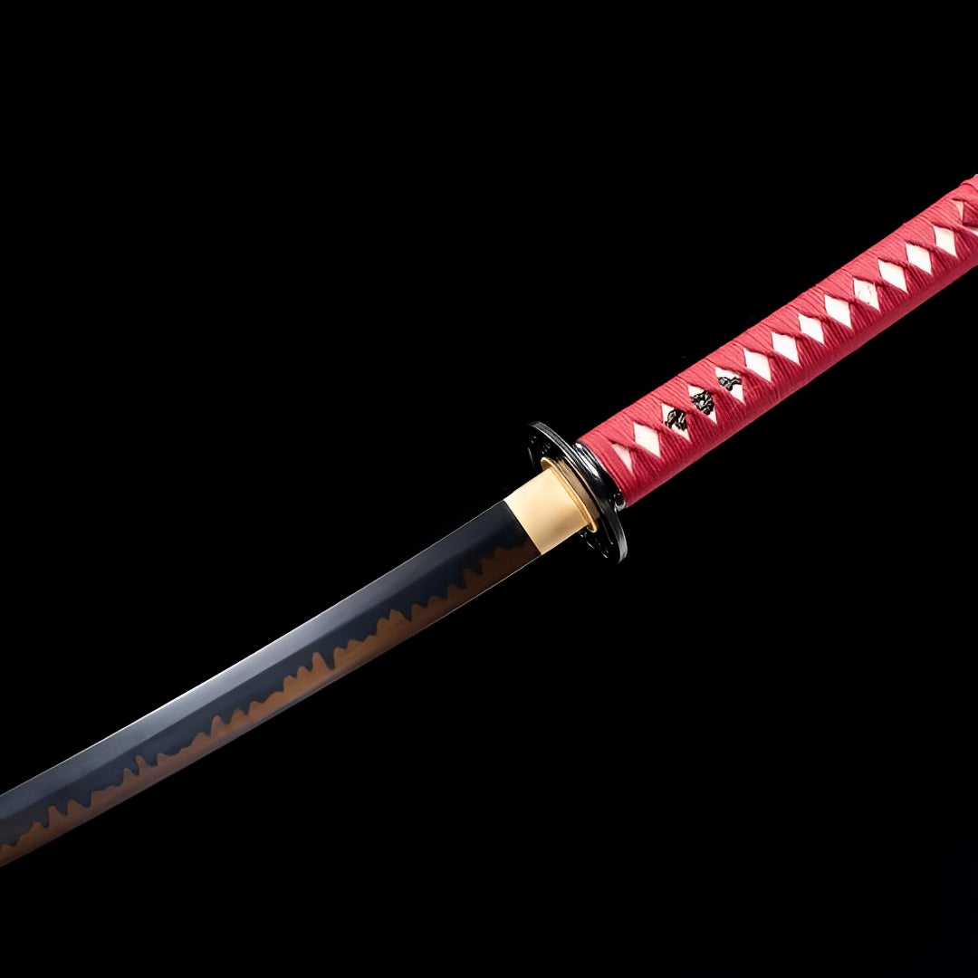 Katana Akagane (Acciaio T10, Hamon Autentico & Pelle di Razza) - set completo in esposizione