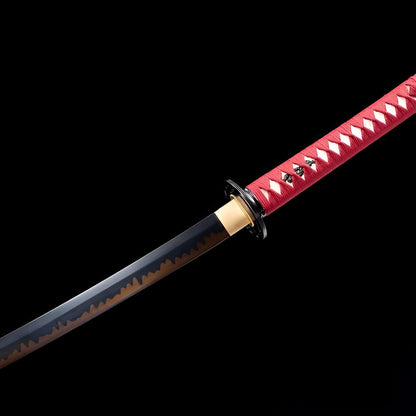 Katana Akagane (Acciaio T10, Hamon Autentico & Pelle di Razza) - set completo in esposizione