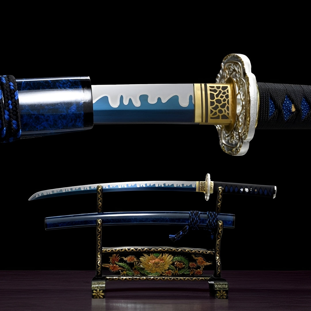 Wakizashi Aonami (Acciaio T10) - vista principale su supporto