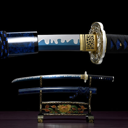 Wakizashi Aonami (Acciaio T10) - vista principale su supporto