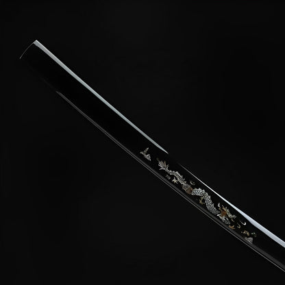 Katana Atsu (Acciaio Damasco & Hamon Autentico) - dettaglio