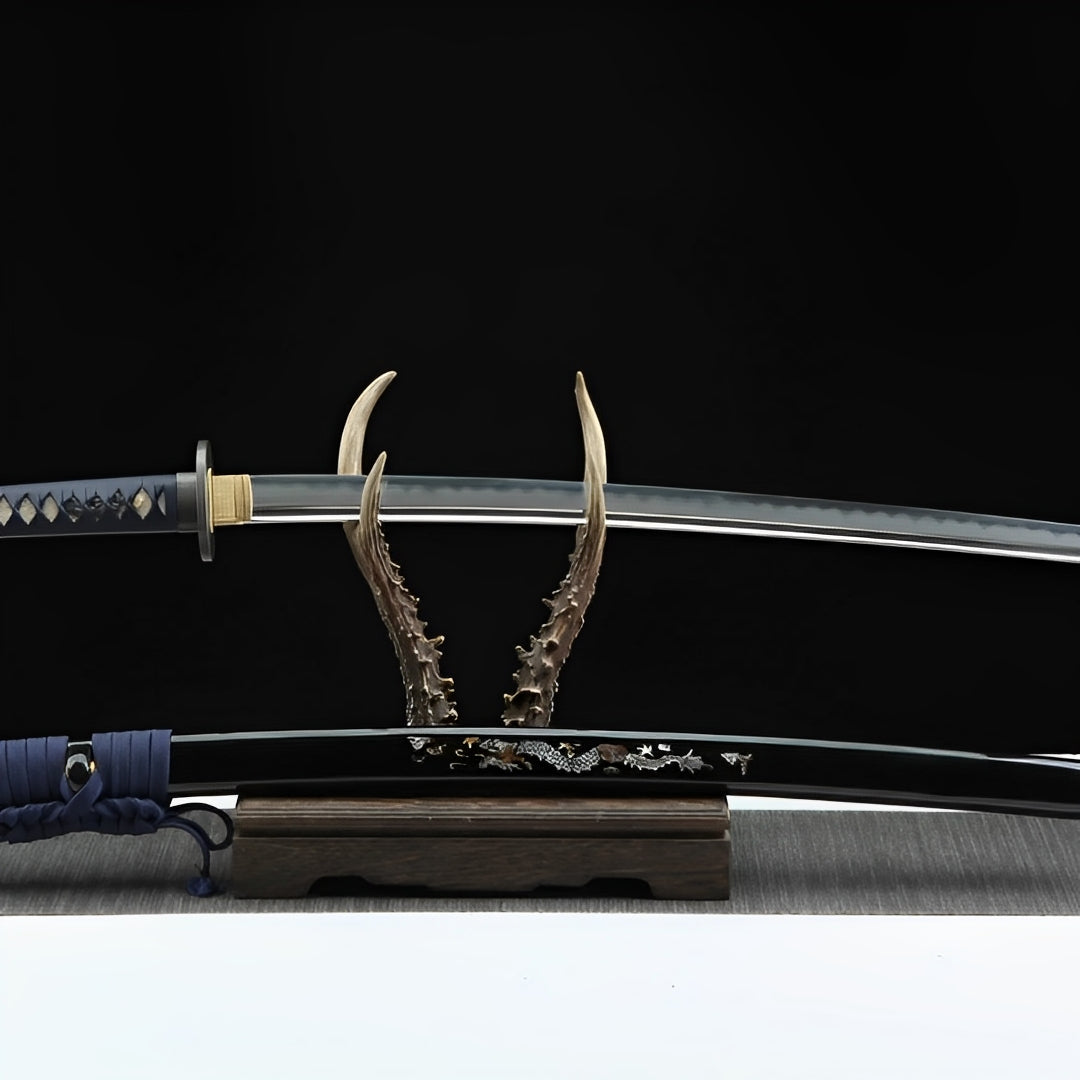 Katana Atsu (Acciaio Damasco & Hamon Autentico) - dettaglio