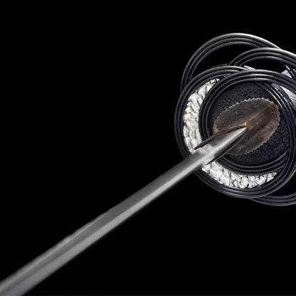 Katana Elden Ring (Acciaio Damasco & Hamon) - set completo in esposizione