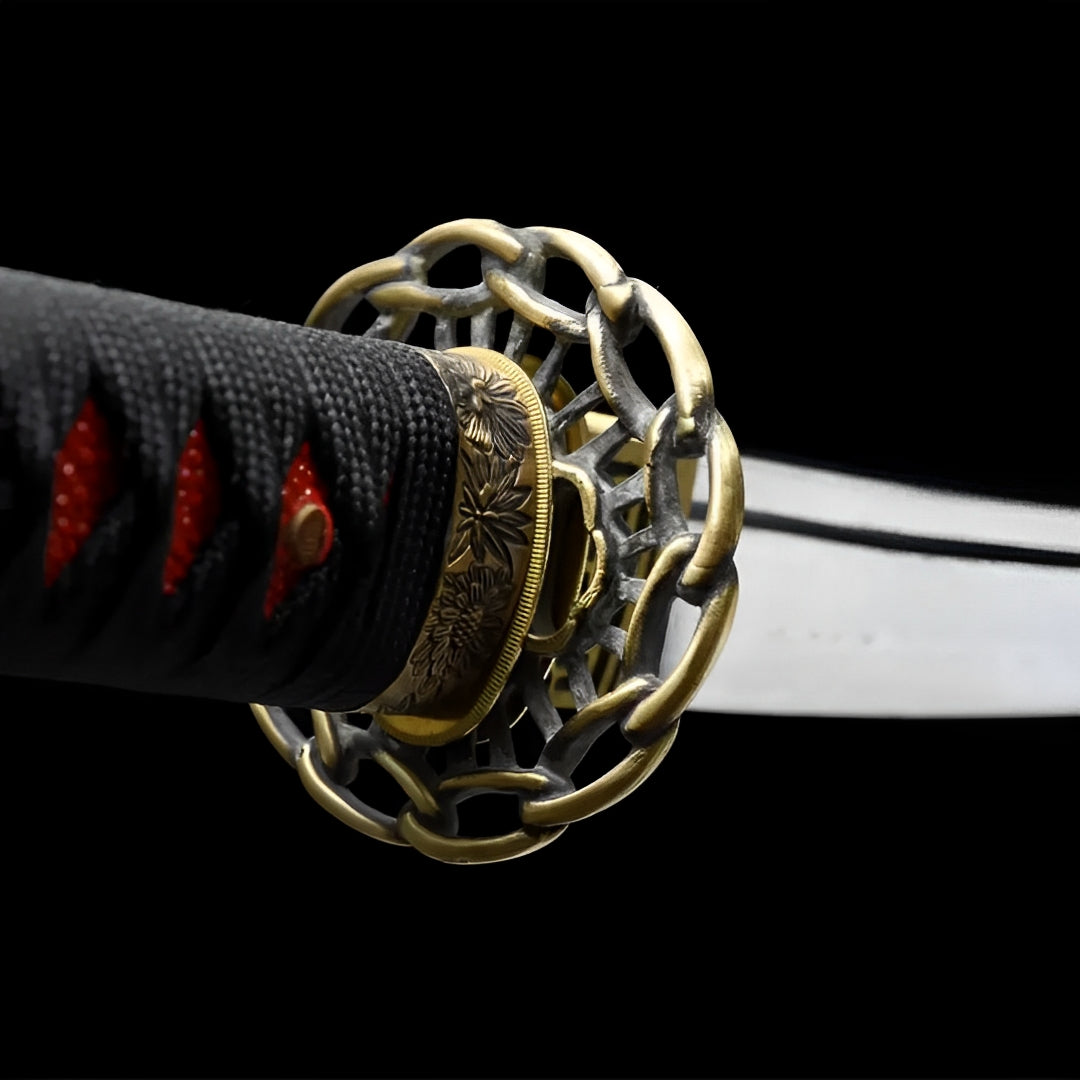 Wakizashi Shinku (Acciaio Damasco) - saya e impugnatura