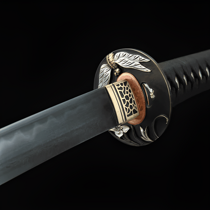 Katana Tombo (Acciaio Damasco & Hamon Autentico) - set completo in esposizione