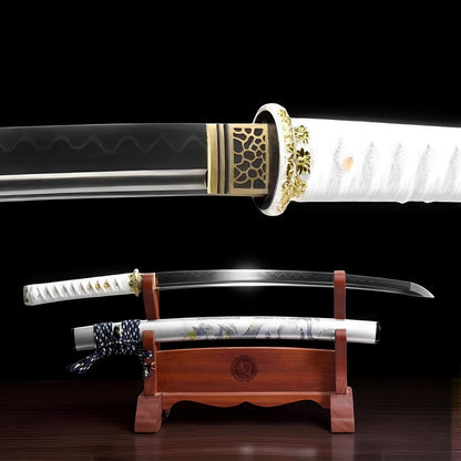 Wakizashi Tsukihana (Acciaio T10) - vista principale su supporto