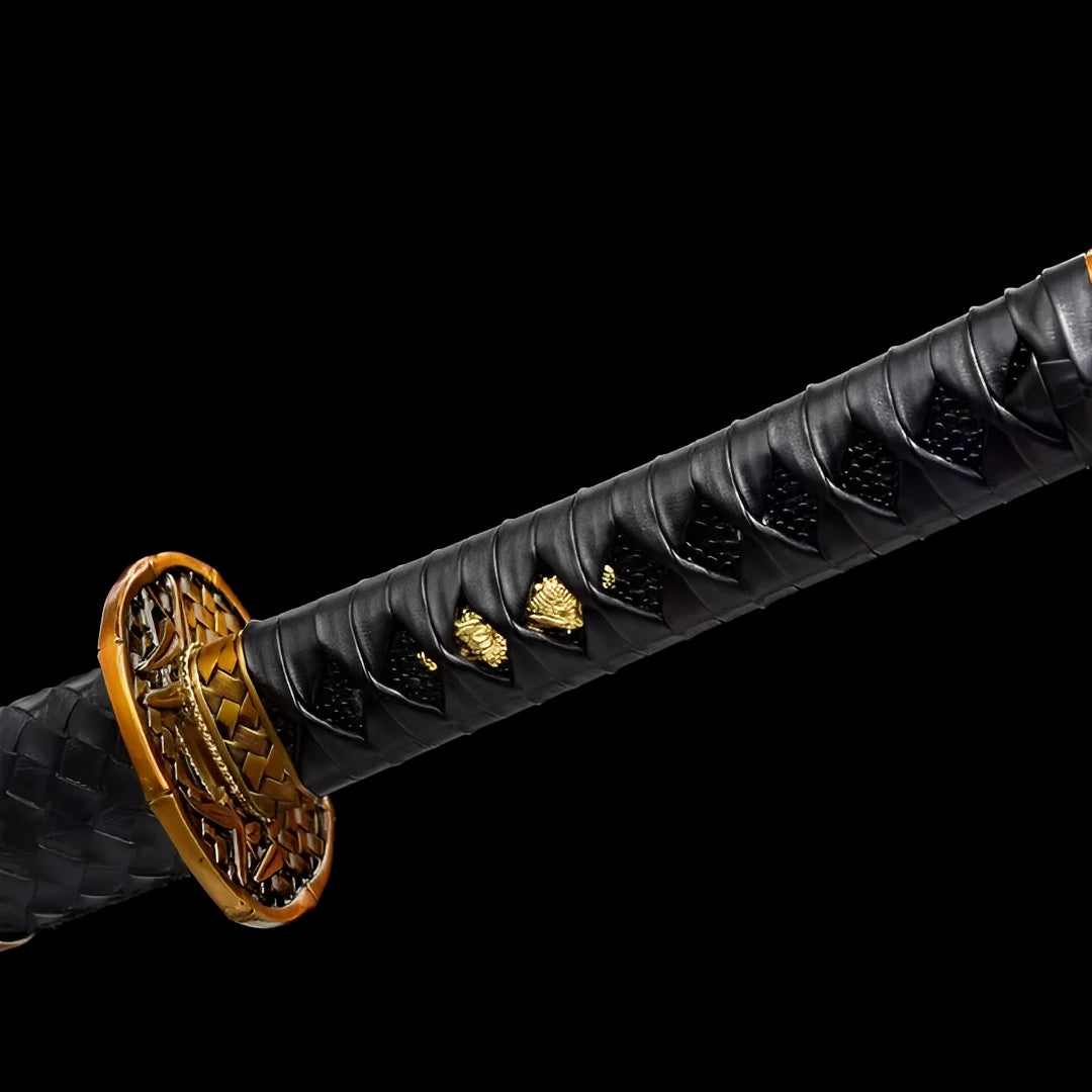 Wakizashi Kurohana (Acciaio al Carbonio) - saya e impugnatura