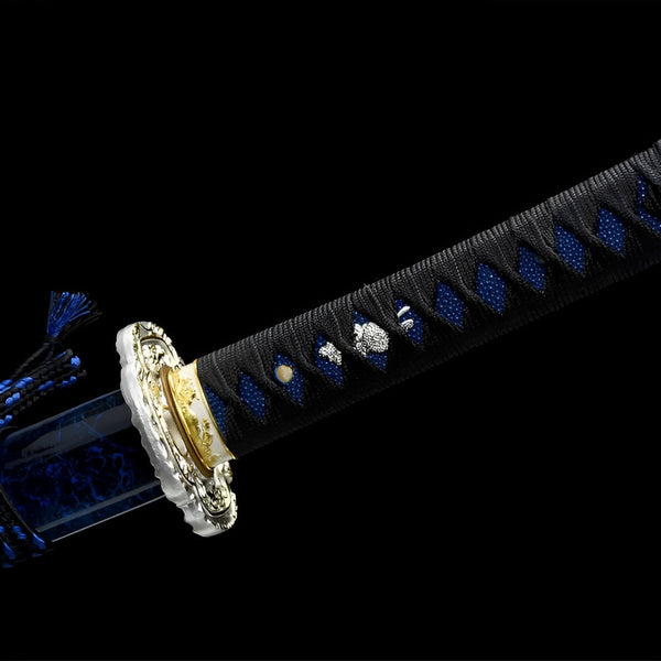 Wakizashi Aonami (Acciaio T10) - tsuba e finiture